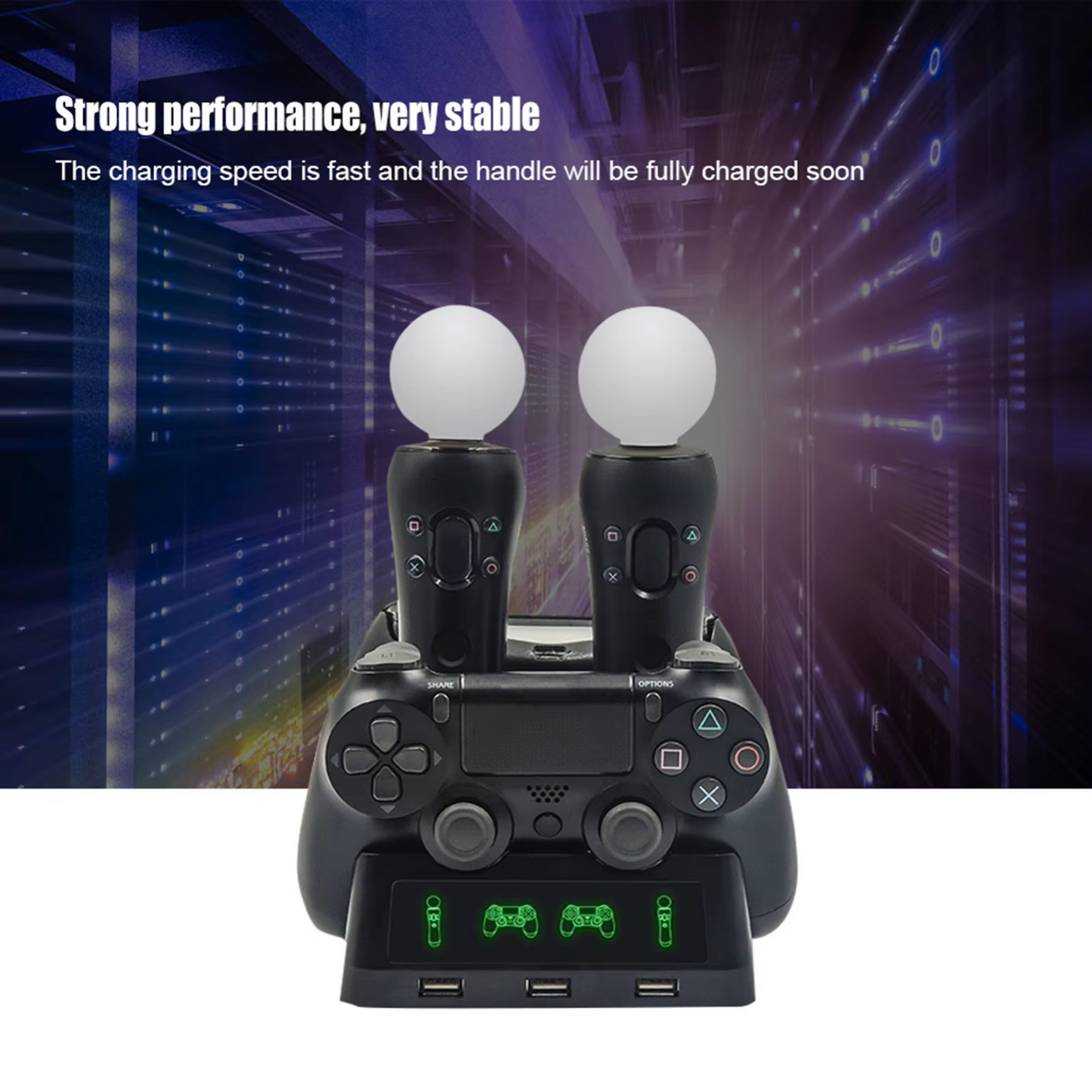 4in1 Controller Charger Dock Quick Charging Station Stand For PS4 / MOVE /PS4 VR