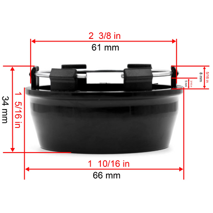 Universal 66mm OD. 6 Clips Car Wheel Rim Hub Center Caps Cover Black Pack of 4