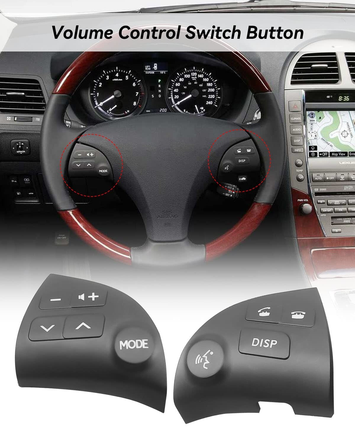 FOR Lexus ES350 2006-2012 A pair Steering Wheel Volume Control Switch Button US