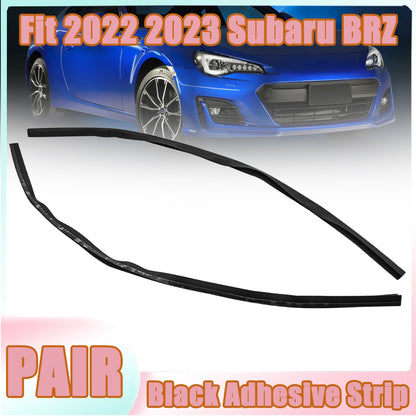 Fit 2022 2023 Subaru BRZ Style Front Bumper Lower Black Adhesive Strip Set 22-23