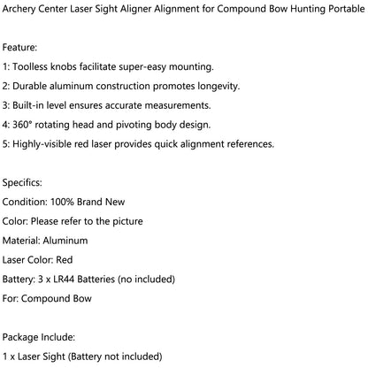 Archery Center Laseright Aligner Alignment for Compound Bow Huntin Portable