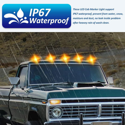 5Pcs For Ford F150 F250 F350 1980-1997 Roof Top Cab Lights Amber LED Marker Lamp