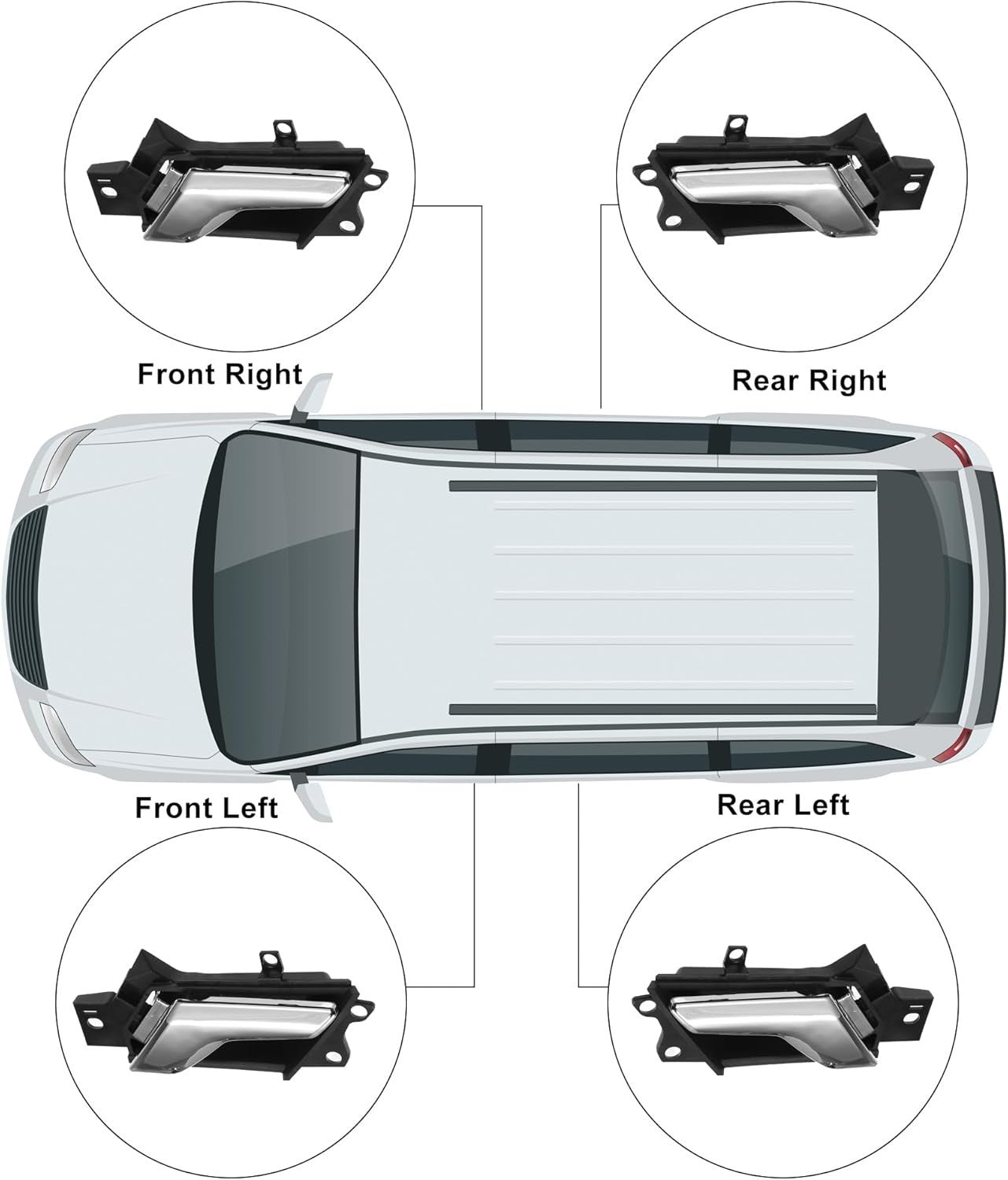 Door Inner Handle Chrome Left+Right For Chevy Captiva Sport 2012 2013 2014 2015