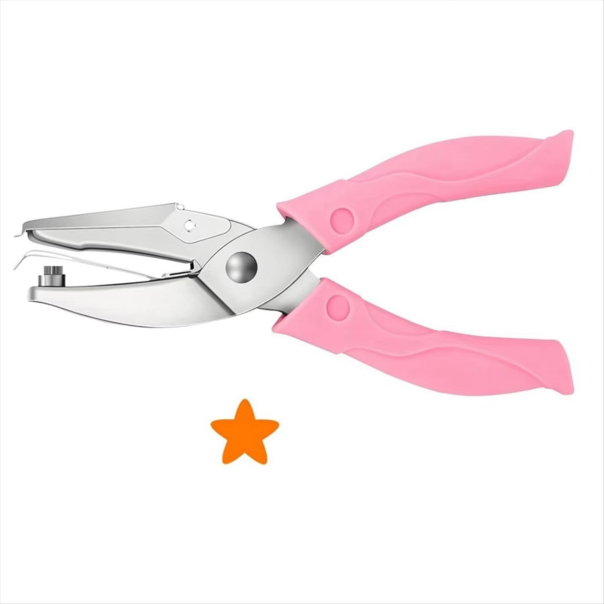 US DIY Paper Punch Puncher w/ Pink Grip Star Shape Hole Cutter Tools Craft New