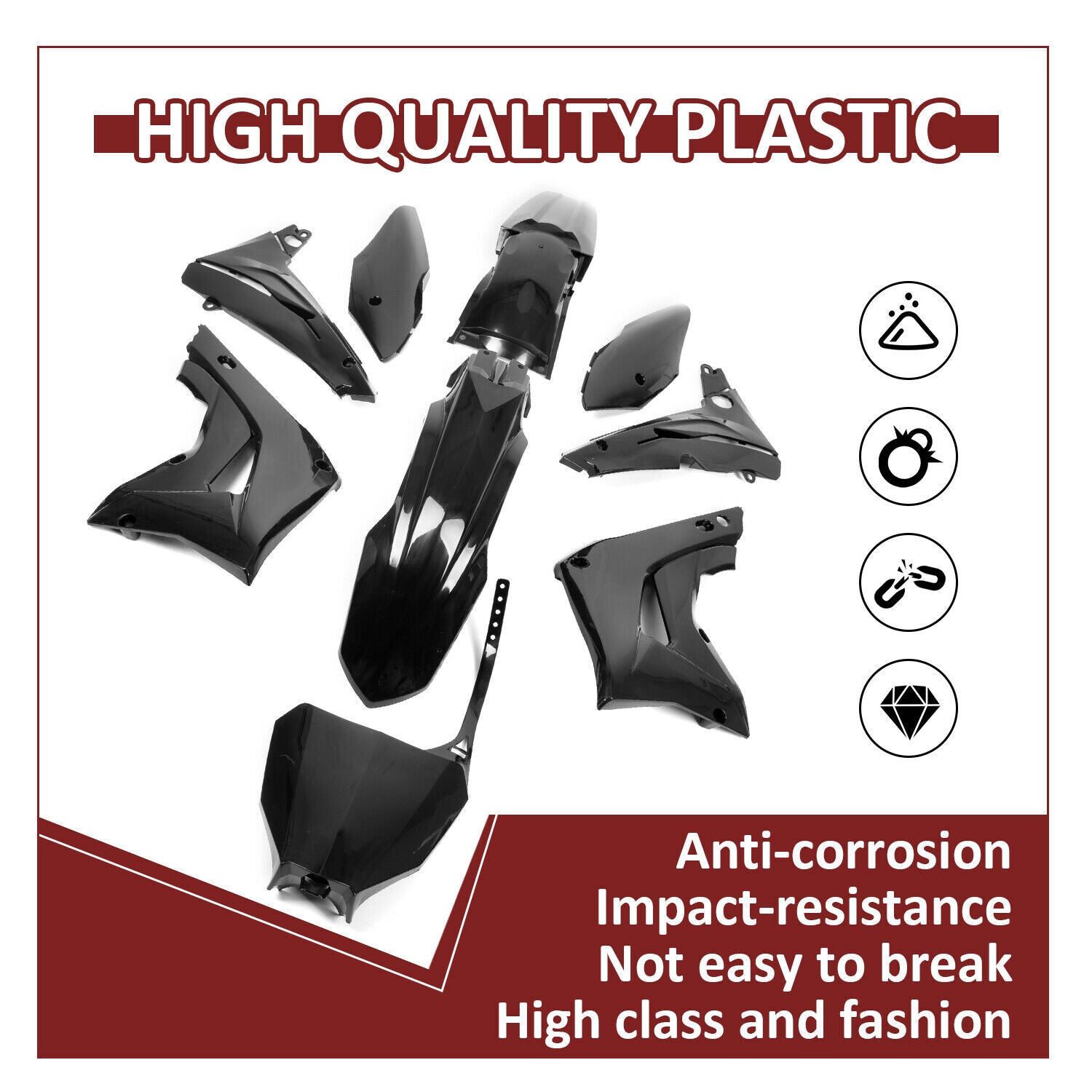 Solid Spare Restyle Complete Plastic Kit Bodywork Fairing Set For Honda CR125R CR250R 02-07