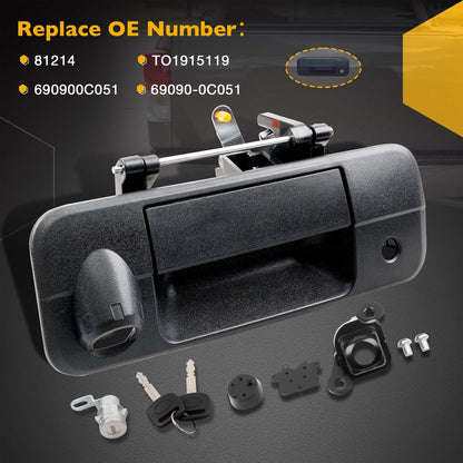 Tailgate Handle Latch w/ Camera Hole & Lock Cylinder Key For 07-13 Toyota Tundra
