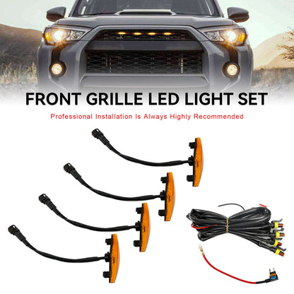 4PCS Plastic Car Grille LED Lights Light Fit Toyota 4Runner 2014-23 TRD Pro