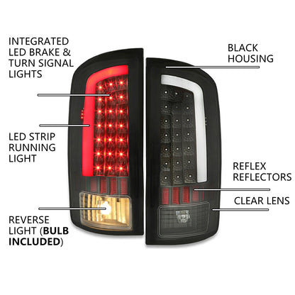 Solid Spare For 2002 2003-2006 Dodge Ram 1500 2500 3500 LED Tail Lights Brake Lamps Clear