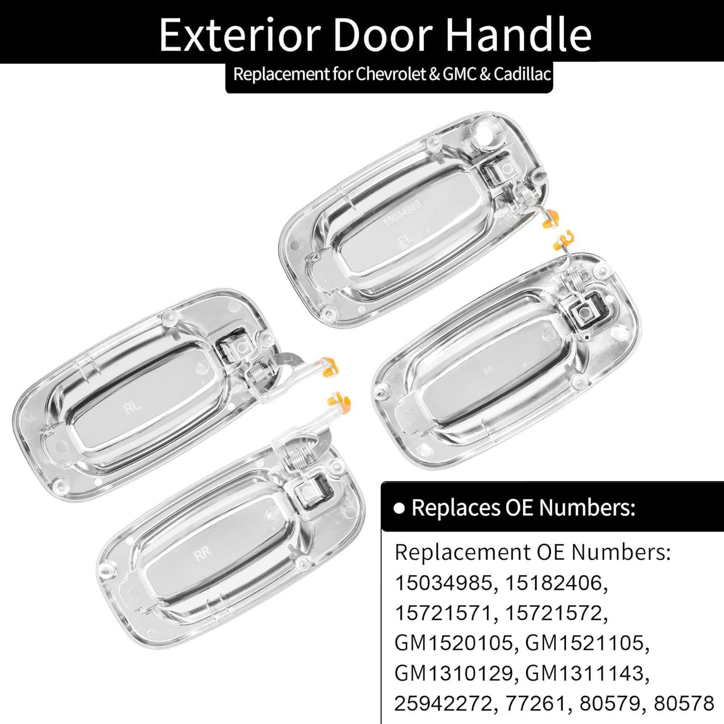 4X Exterior Door Handle Fit 1999-07 Chevy Silverado GMC Sierra Cadillac 15182406