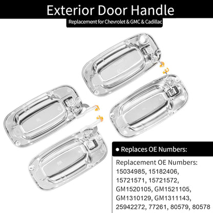 4X Exterior Door Handle Fit 1999-07 Chevy Silverado GMC Sierra Cadillac 15182406