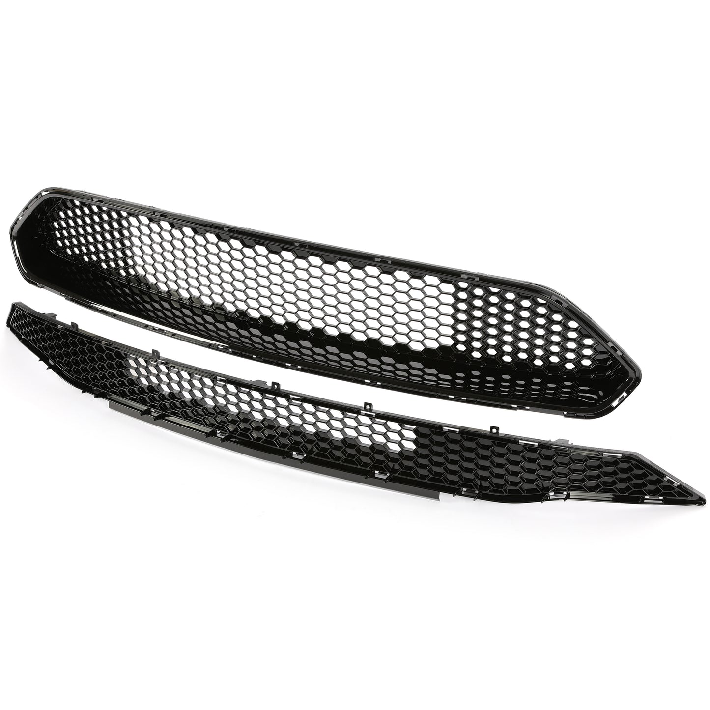 Solid Spare For 2018-2022 Ford Mustang Front Upper Grille + Lower Mesh Grill Honeycomb Black