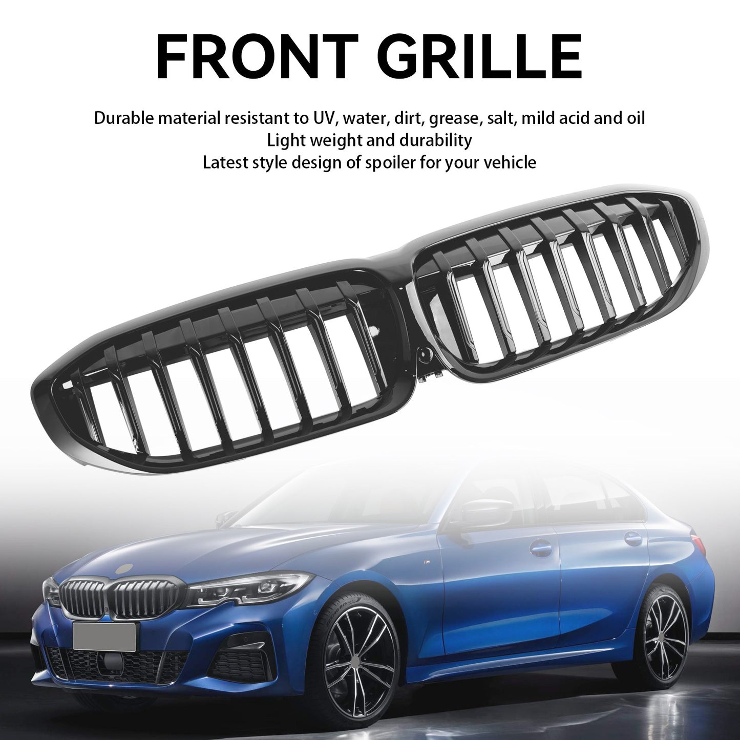 Gloss Black Kidney Grille Grill 51138072085 Fit BMW 3 Series G20 2019-2022