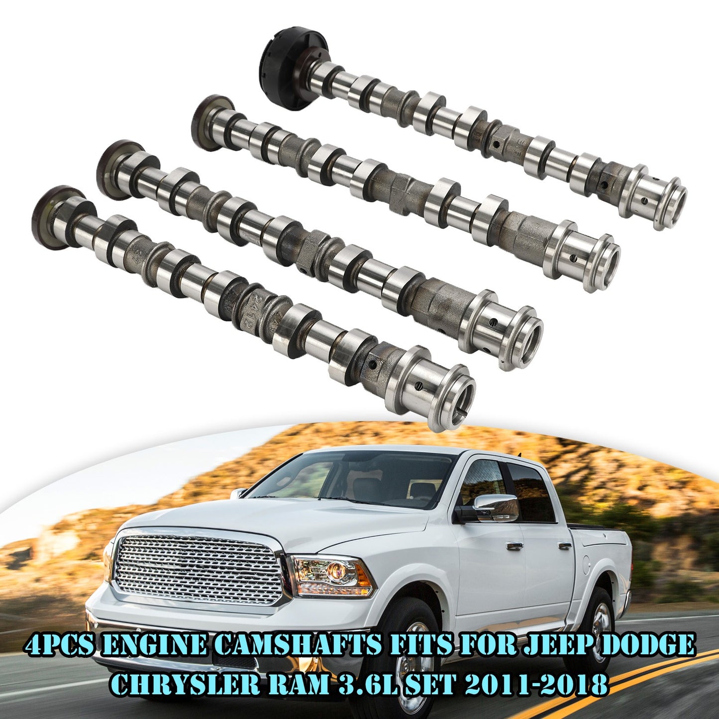 4Pcs Engine Camshafts Fits For Jeep Dodge Chrysler Ram 3.6L Set 2011-2018