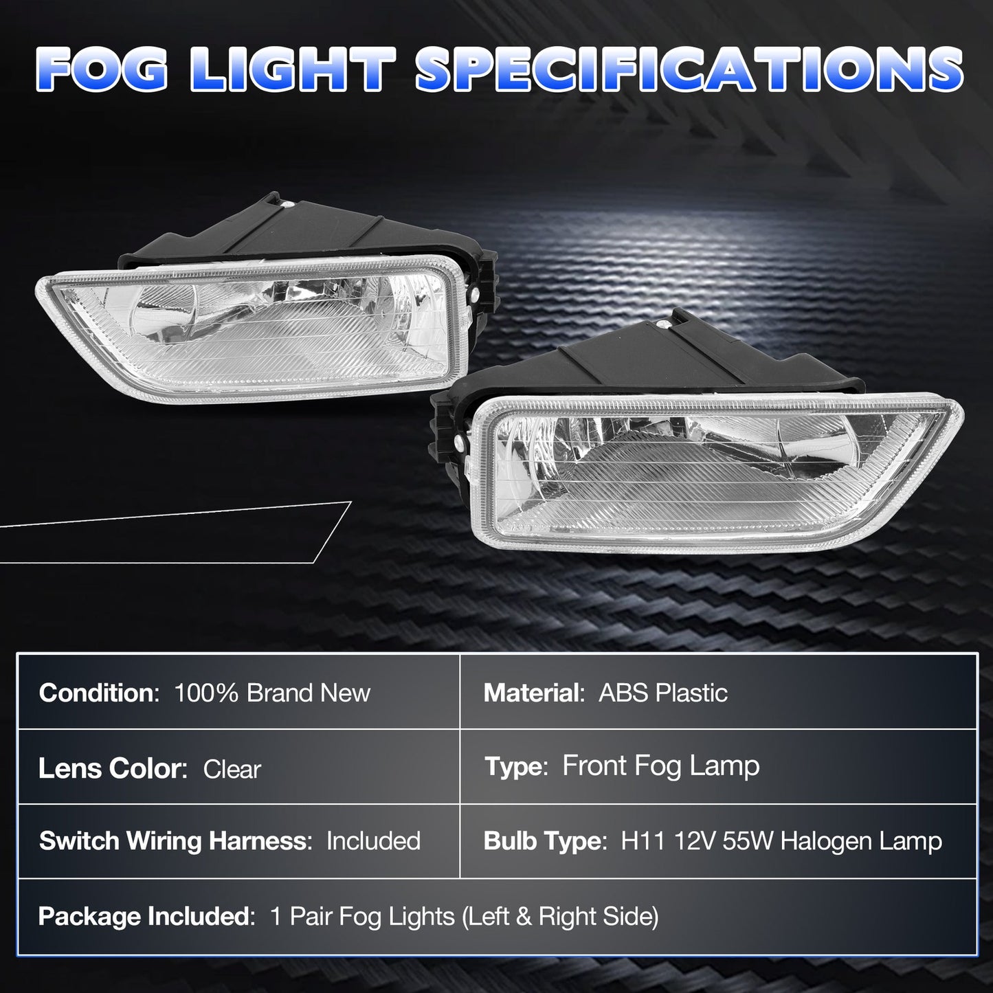 Fog Light Lamps Assembly For Honda Accord 2003-2007 Sedan w/ Bulbs & Harness Kit