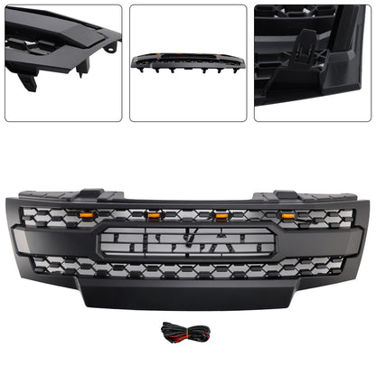 Front Upper Bumper Grille Grill Kit W/ LED Lights For Nissan Frontier 2009-2019