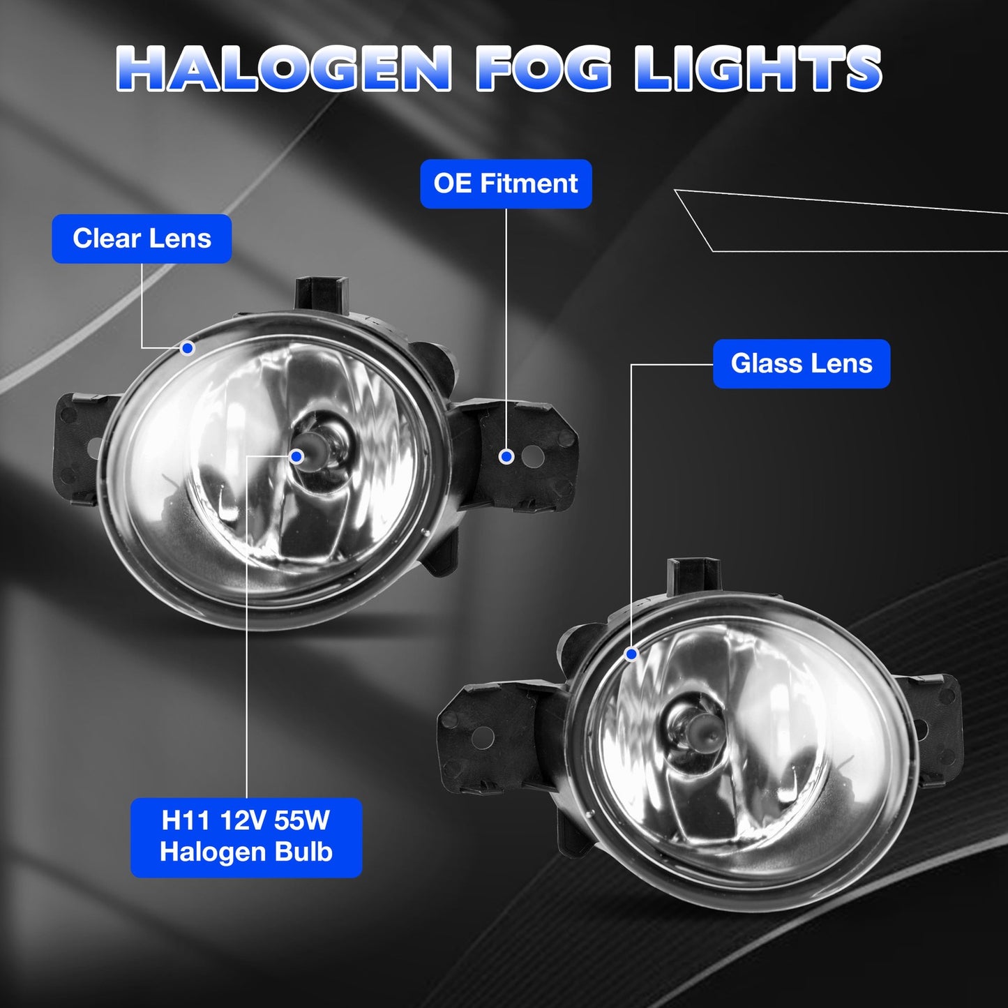 Pair LED Bumper Fog Light Driving Lamp For 2004-2019 Nissan Altima Versa Sentra