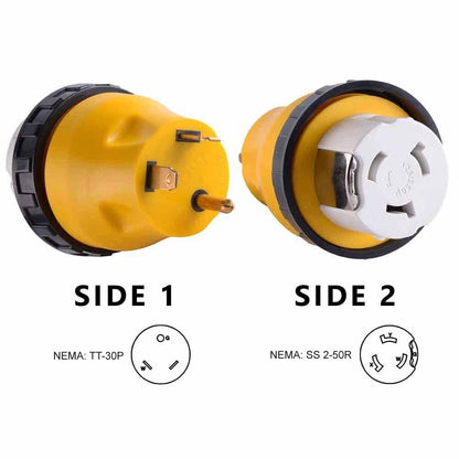 Solid Spare Superior RVA1510L 30 Amp Male to 50 Amp NEMA Female Locking Adapter