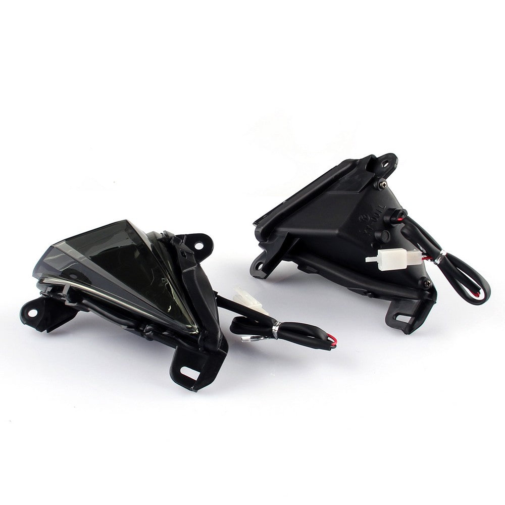 Front LED Turn Signals Blinker For Kawasaki ZX 6R 14R Ninja 650F Concours Smoke