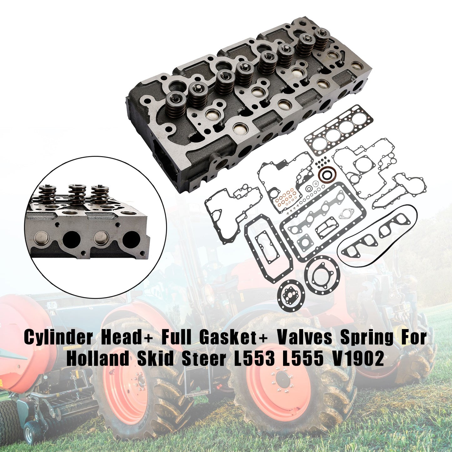 Complete Cylinder Head With Valve Spring & Gasket Kit FIT Kubota V1902 Engine