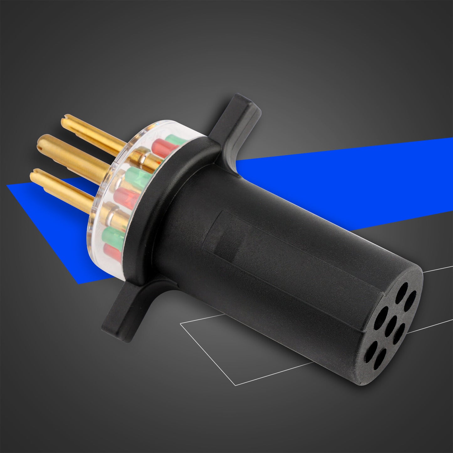 7-Way Round Pin Tractor Trailer Light Circuit Testers For IPA 7865L Connector