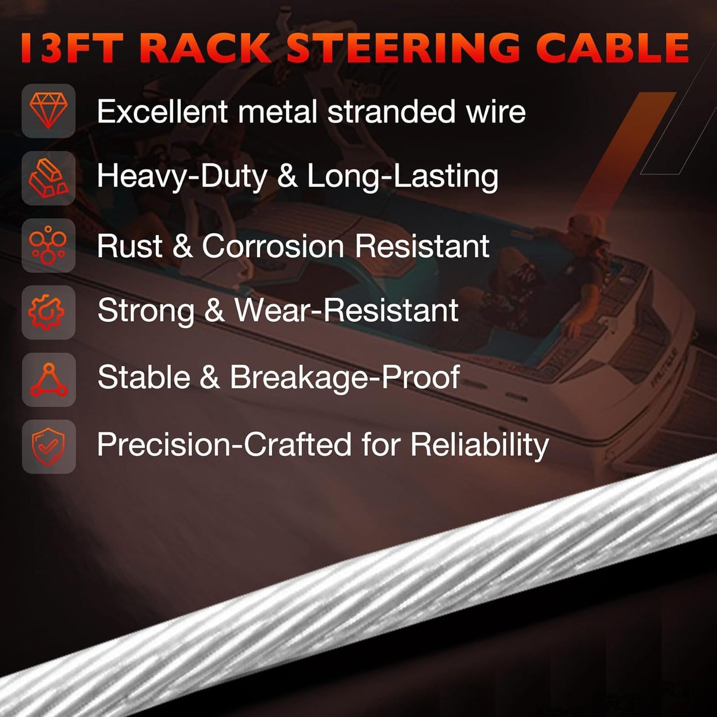13 FT Back Mount Steering Cable Kit SS14113 For Seastar Teleflex Rack Steering