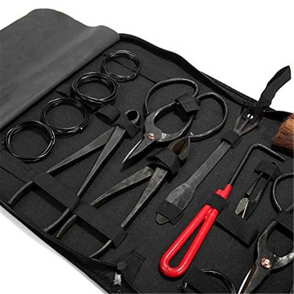 Bonsai Tool Kit 10PCS Set Carbon Steel Shear Cutter Scissor Wire Plant Garden...