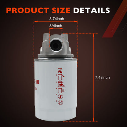 3/4"NPTF Oil Filter w/ 10 Micron Hydraulic For Tractors Log Splitters CP-752-10