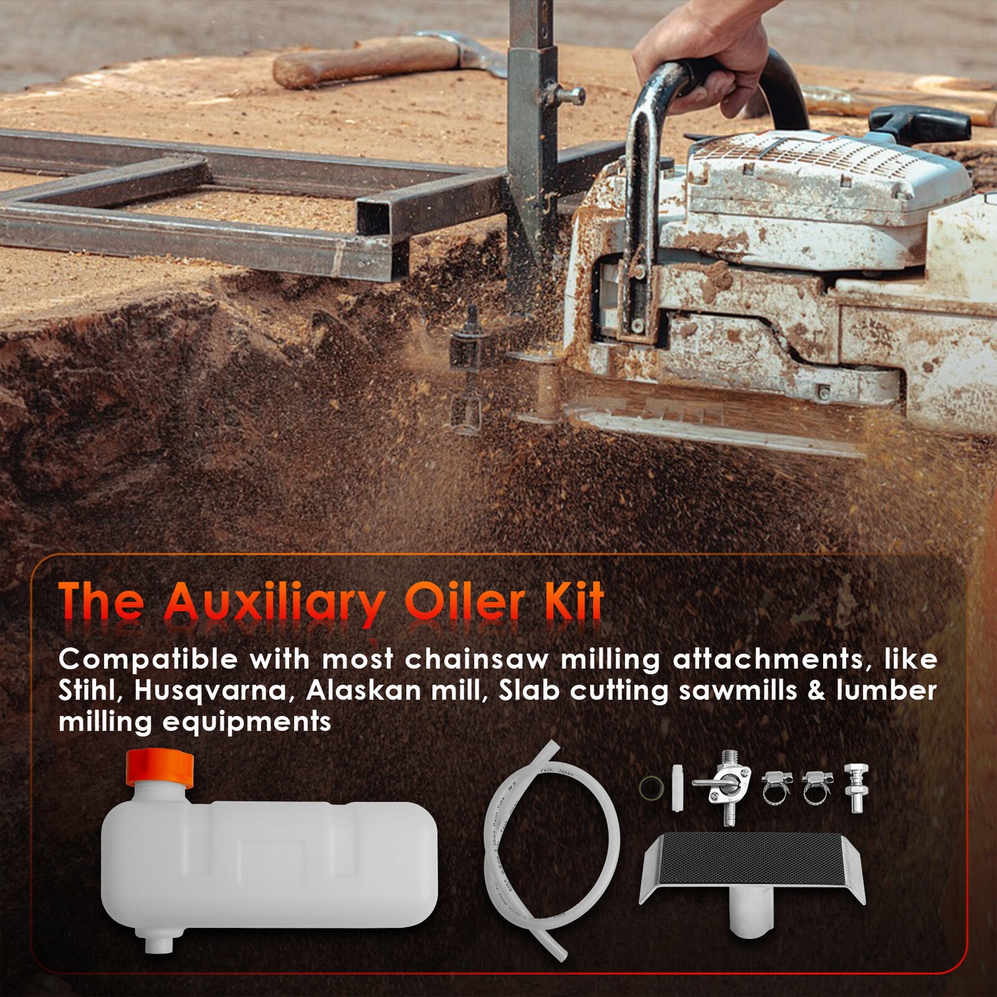 Auxiliary Oiler Kit w/ Hose For Chainsaw Milling Attachment Cut Sawmill Lumber
