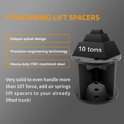 52440 4" Universal Air Lift Spring Spacers Kit Fit for Most Air Spring Lift Kits