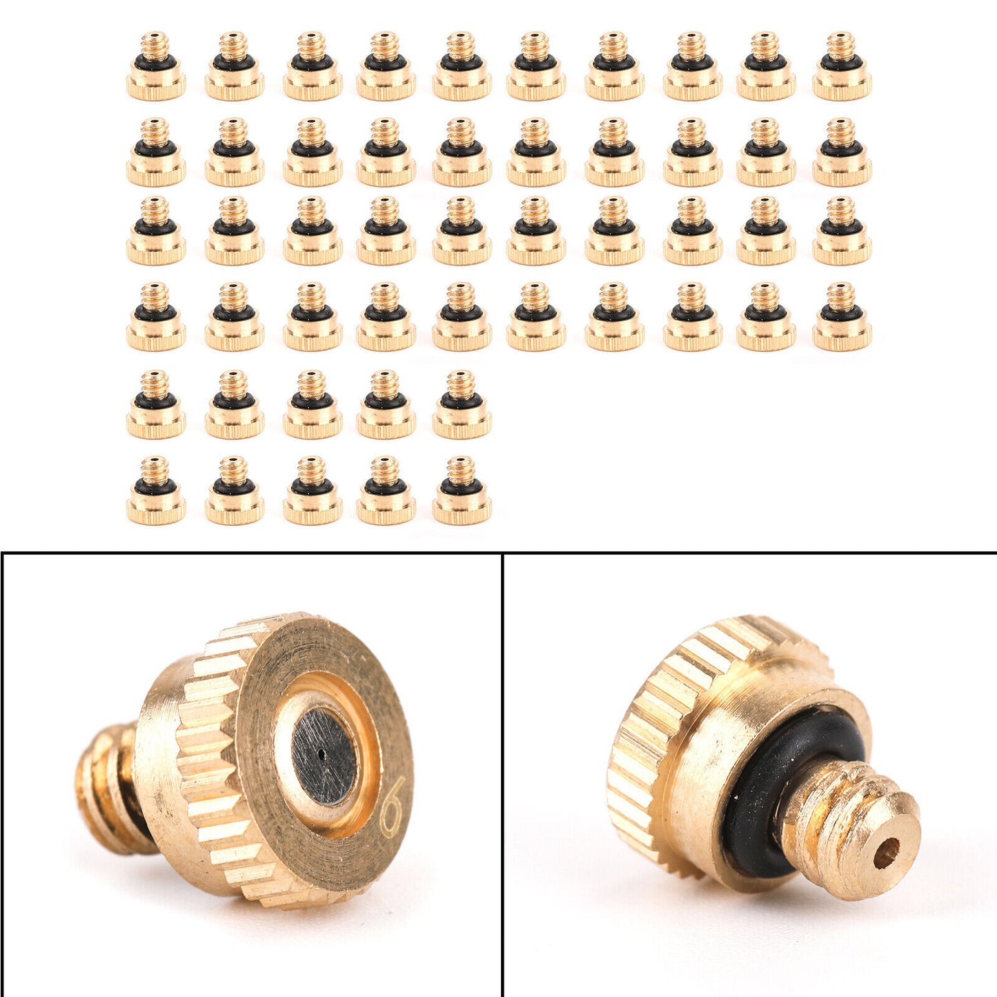 50X Brass Misting Nozzles Water Mister Sprinkle For Cooling System 0.024" 10/24