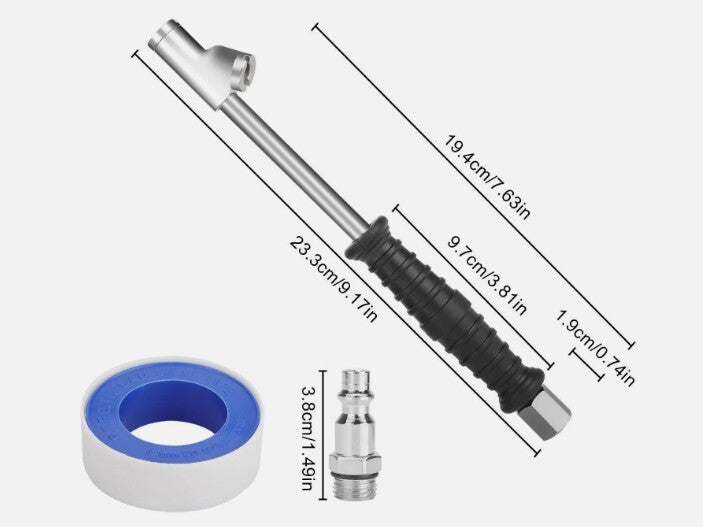 Dual Head Air Chuck 1/4" FNPT Straight Foot Lock On Truck RV Tire Inflate Chuck