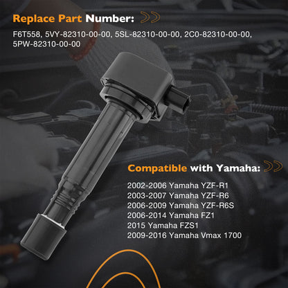 4X Ignition Coil Pack For 2002-16 Yamaha YZF R6 R6S R1 FZ1 FZ1S 5PW-82310-00-00