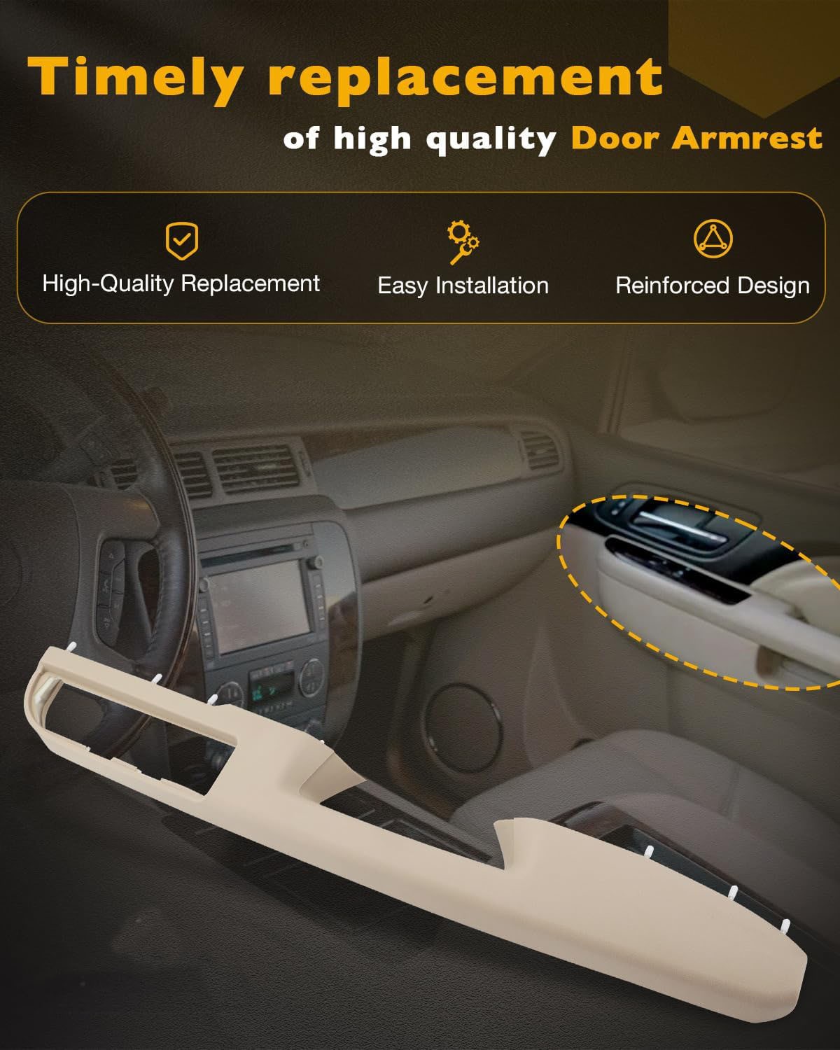 Passenger Armrest Repair Kit For 10-14 Chevy Silverado GMC Sierra 1500 2500 Tan