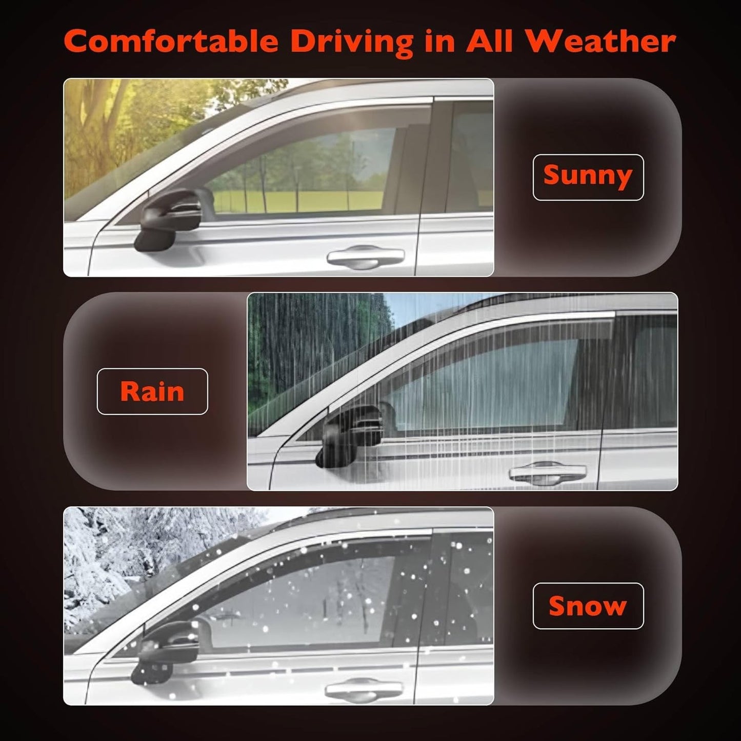 4Pcs Side Window Visor Rain Guards Deflectors For 2016-2023 Toyota Tacoma Black