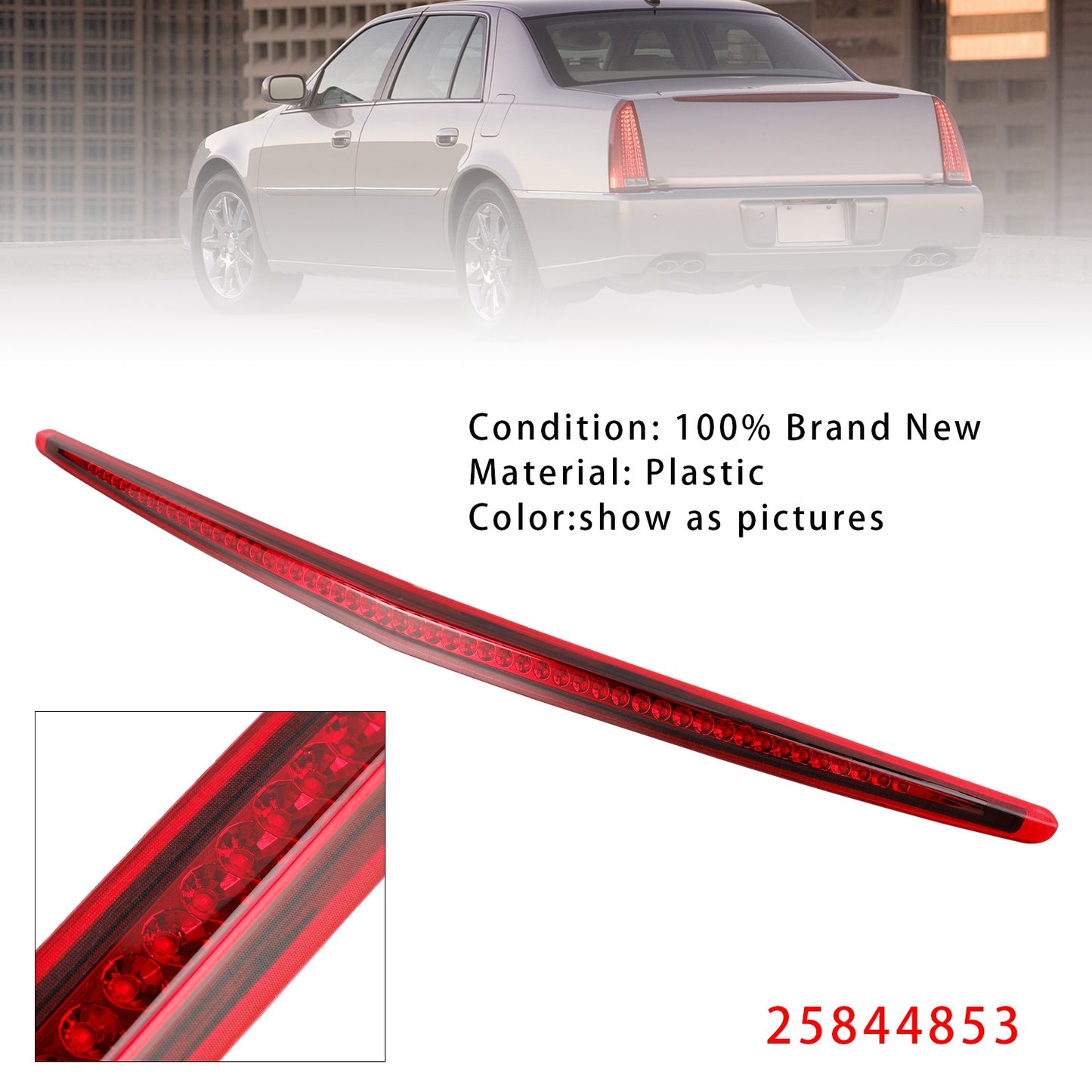 Full LED Third 3RD Tail Brake Light Rear Stop Lamp For Cadillac DTS Red