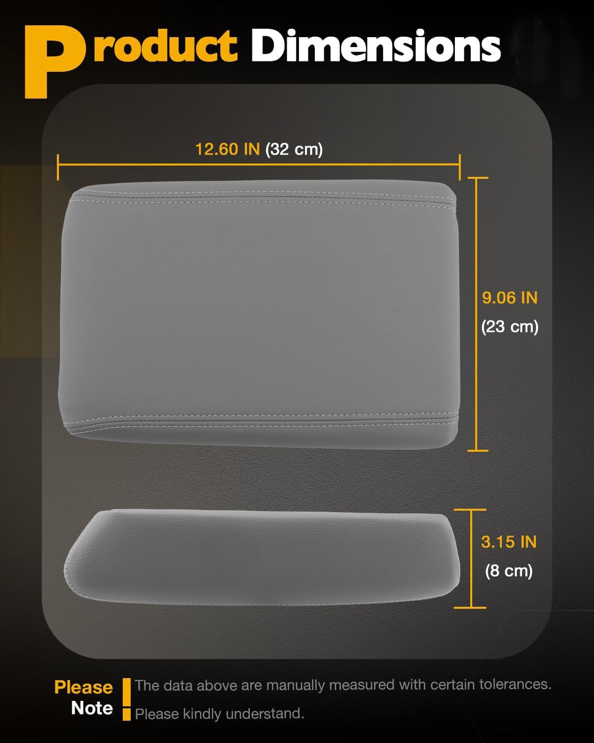 Center Console Lid For 07-17 GMC Acadia Chevy Traverse Buick Enclave Saturn Gray