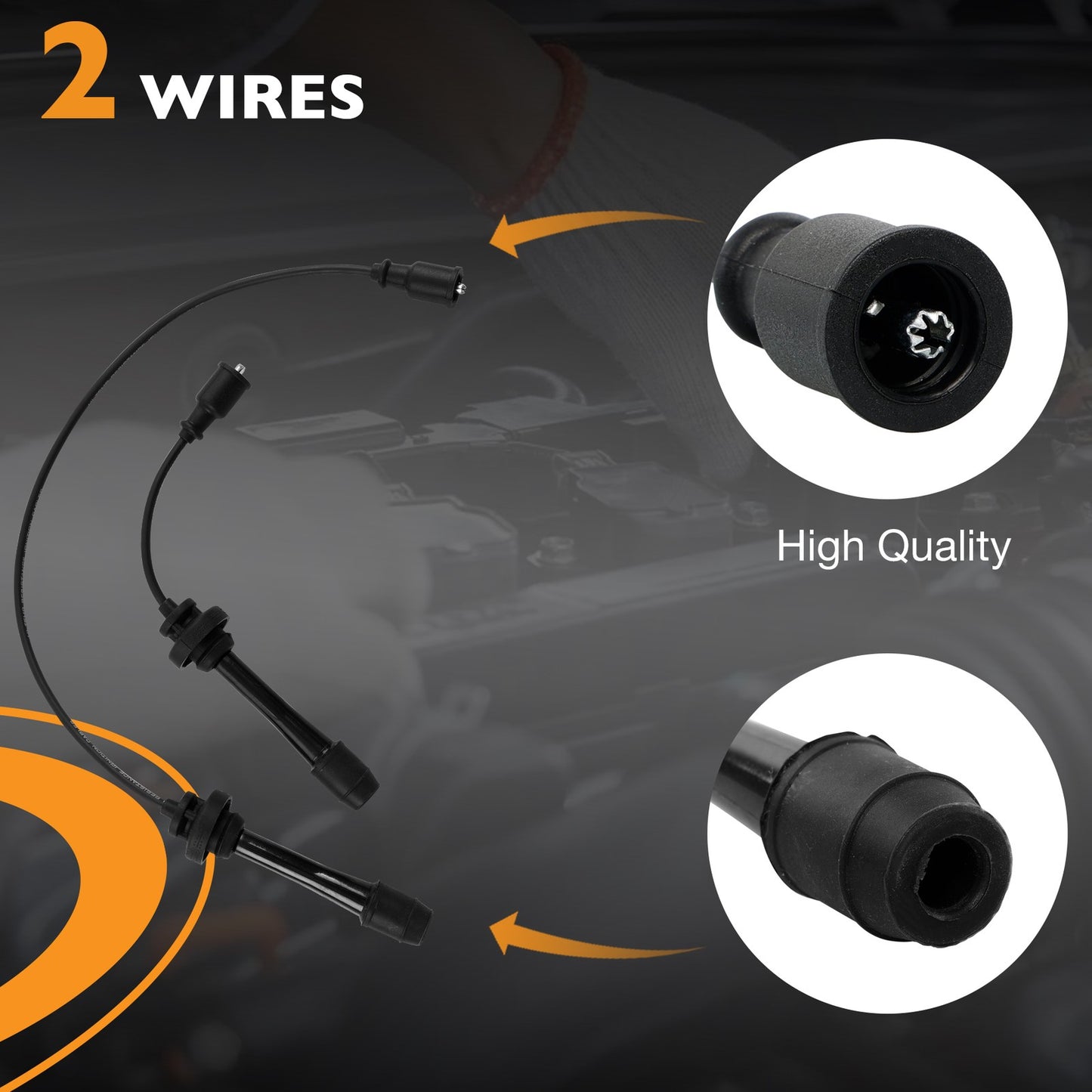 2x UF407 Ignition Coil Pack & Spark Plug & Wire Set For 01-05 Mazda Protege 2.0L