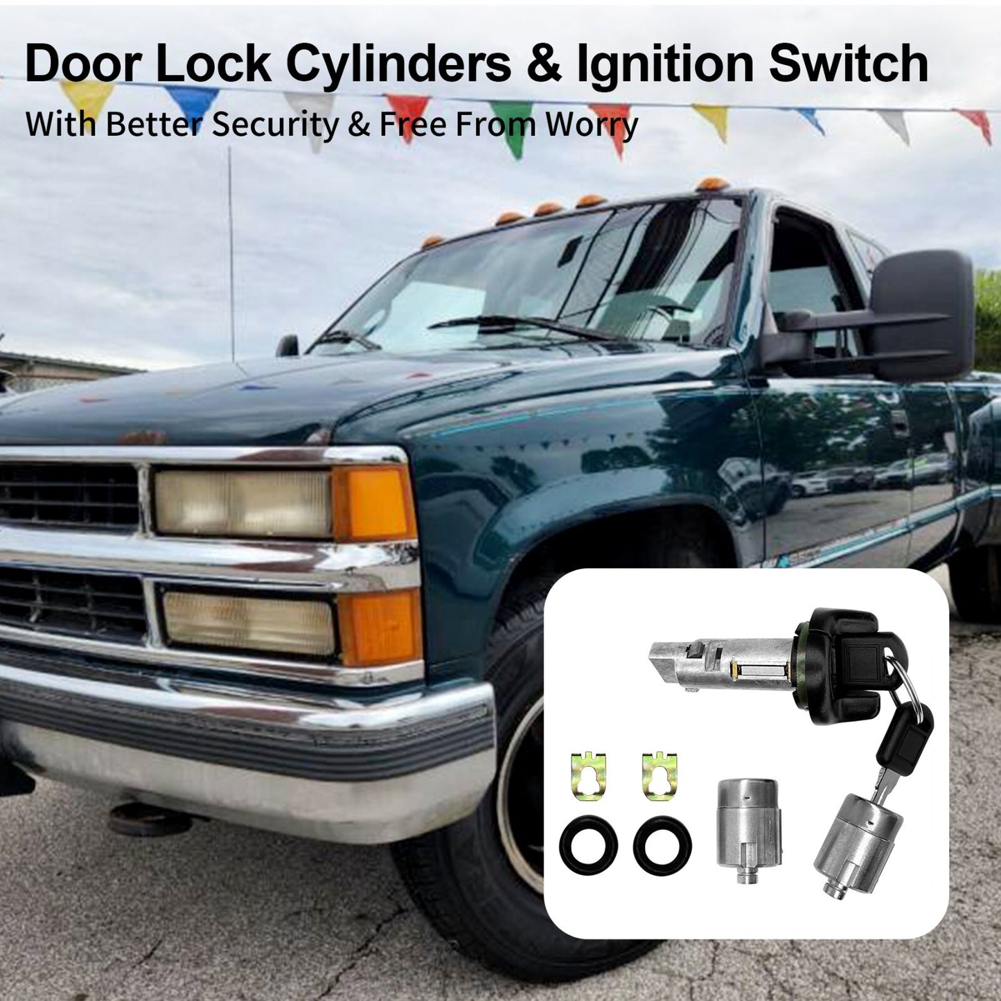 Ignition Switch & Door Lock Cylinders with Keys Fit for Chevy GMC C/K Suburban