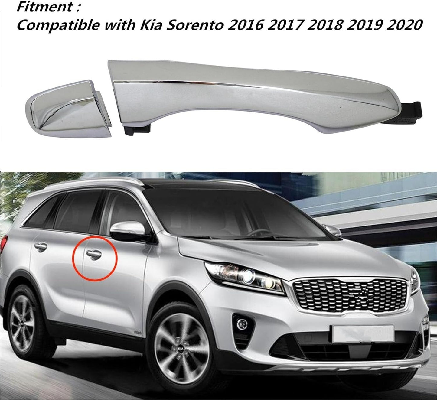 Chrome Outside Door Handle Front RH Passenger For 2016-20 Kia Sorento 82661C5010