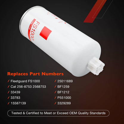 2X FS1000 Fuel Filter Water Separator For Fleetguard Cummins 3329289 2568753