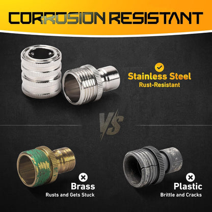 3/4 Inch GHT Garden Water Hose Connector Stainless Steel Quick Connect Fitting
