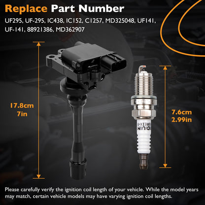 2 Ignition Coil + 4 Denso Platinum Spark Plug For Mitsubishi Lancer 2.0L UF295