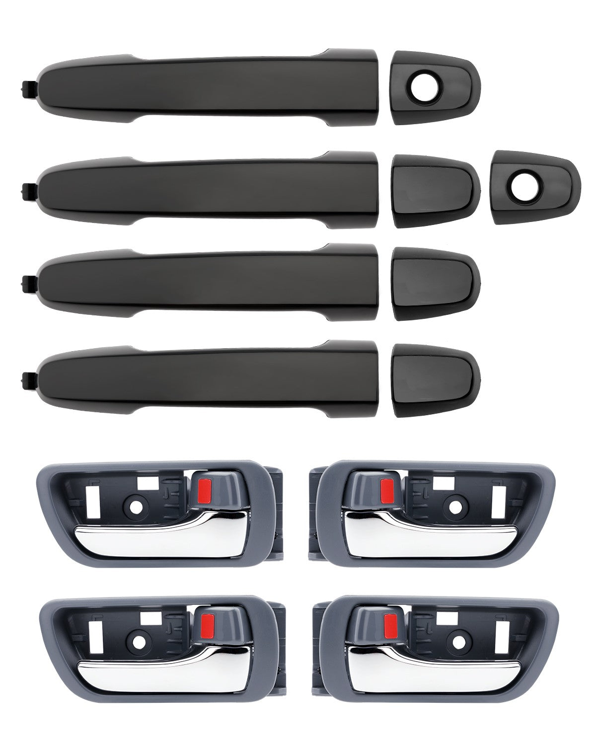 8X Exterior & Interior Inner Door Handles Set w/ Bezel For 2002-06 Toyota Camry
