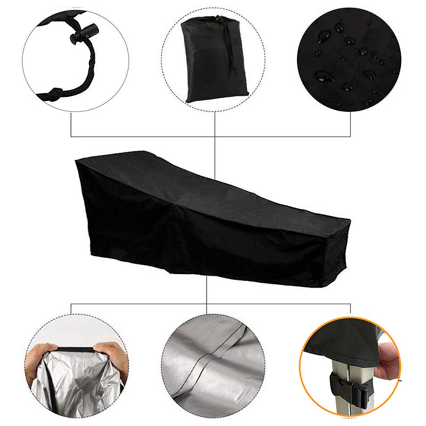 Waterproof Sun Lounge Chair Dust Oxford Outdoor Garden Patio Furniture Cover,