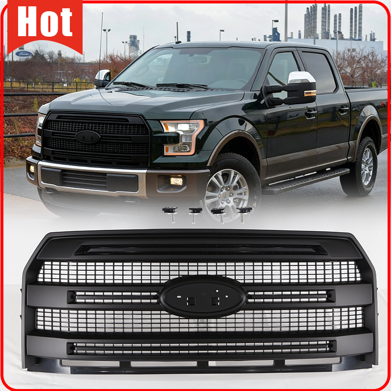 Matte Black Front Bumper Grille W/O Camera Hole For 2015-2017 Ford F-150 F150