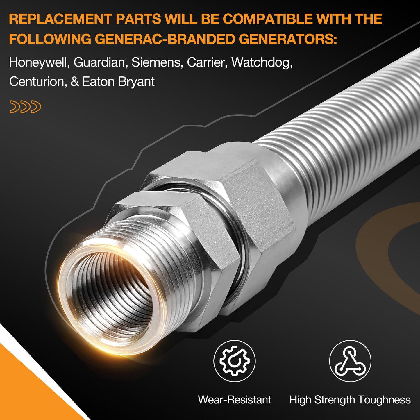 0L4836A Gas Fuel Line Supply Flex Hose 3/4" No PVC Fits Generac Generators 0D303