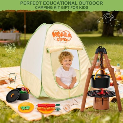 Kids Camping Set with Tent Toy Campfire 42Pcs Camping Pretend Play Tent