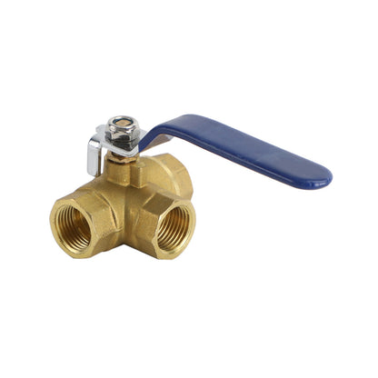 G1/2" 3 Way Ball Valve Three T Port Brass Female Type Fit For Water Oil And Gas