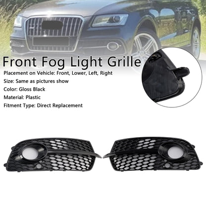 Front Bumper Fog Light Grill Grille Fit Audi Q5 S-Line SQ5 2013~2017 Black