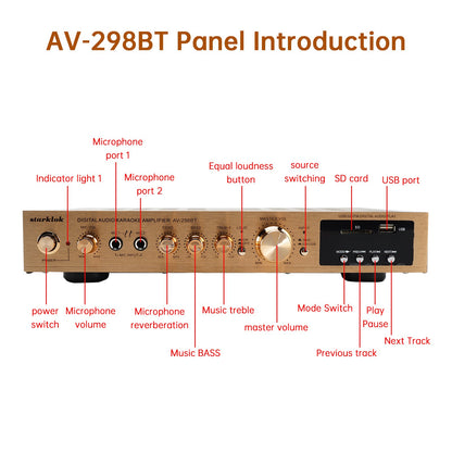 2000W 5CH Amplifiers Amplificador HiFi Stereo AV Surround Amplifier FM Theater